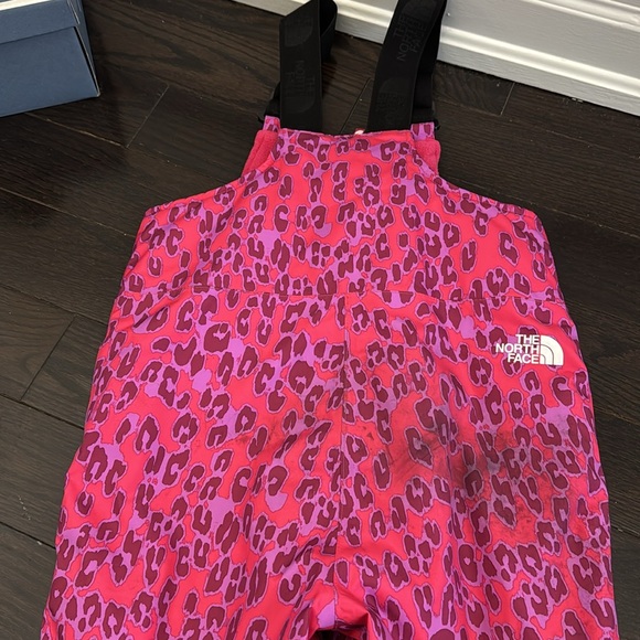 Girls pink and purple leopard Freedom Insulated Bib snowpants. Size 5t - Picture 6 of 7